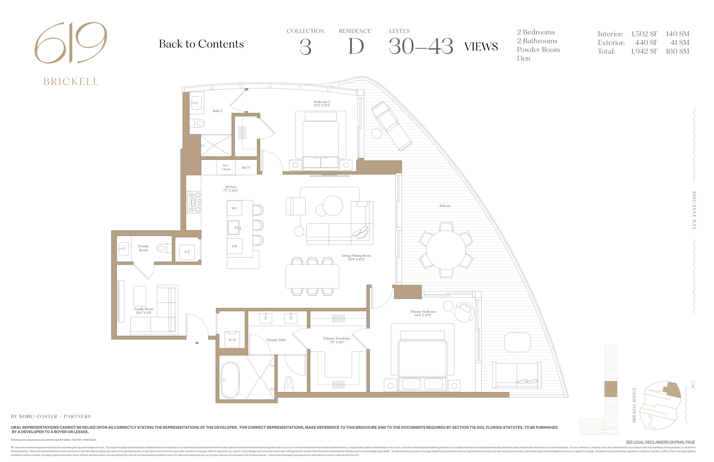 619 Brickell — 3 Bedroom Residence