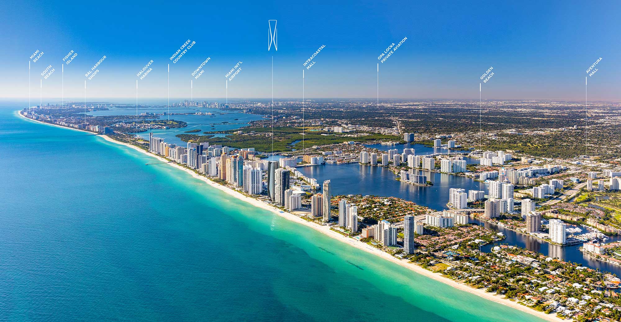 A map of south florida highlighting bentley residences location