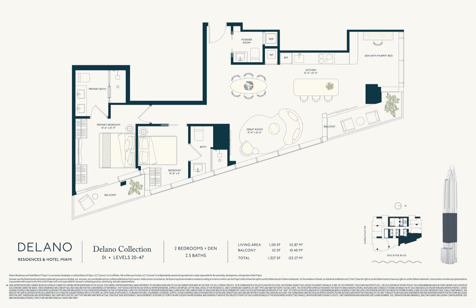 Two bedroom residence floor plan