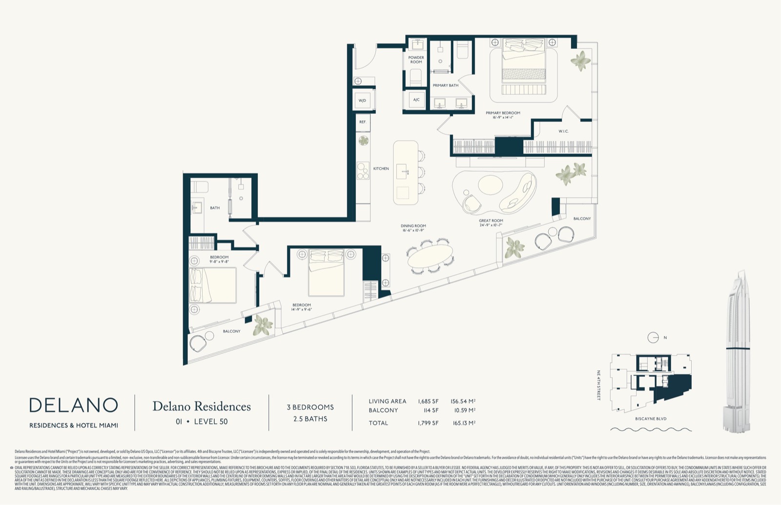 Three bedroom residence floor plan