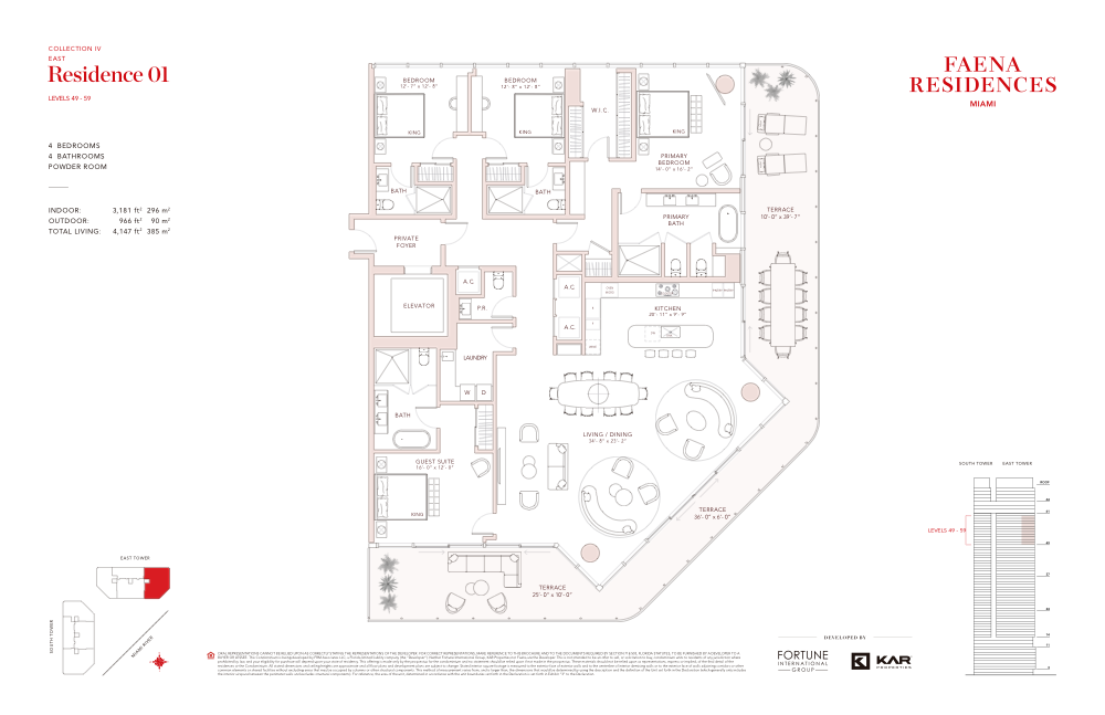 Collection IV &middot; Residence 01 floor plan — Faena Residences Miami