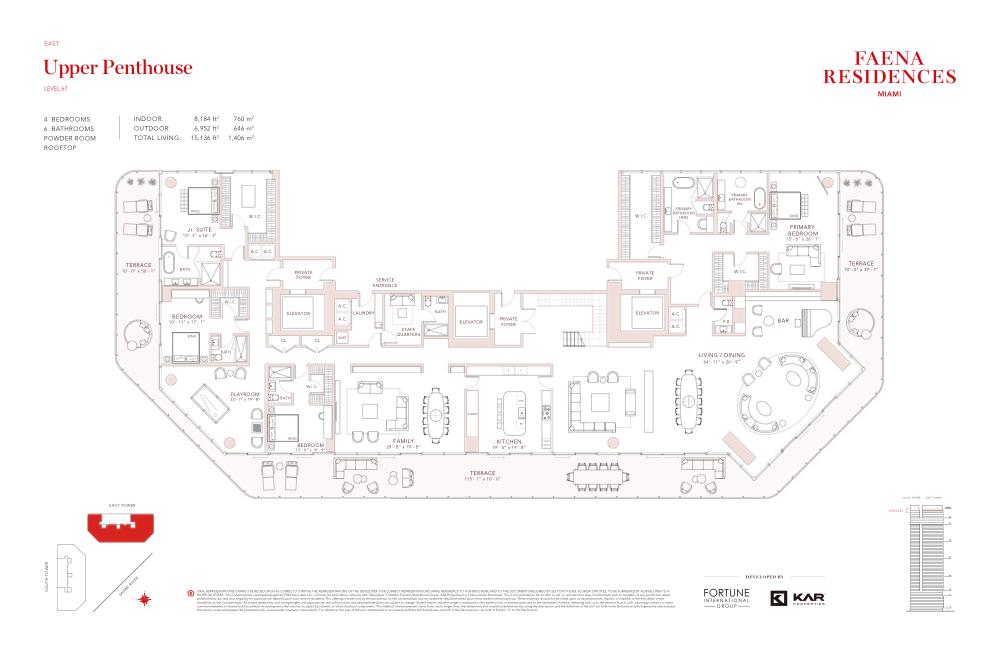 Upper Penthouse East floor plan — Faena Residences Miami