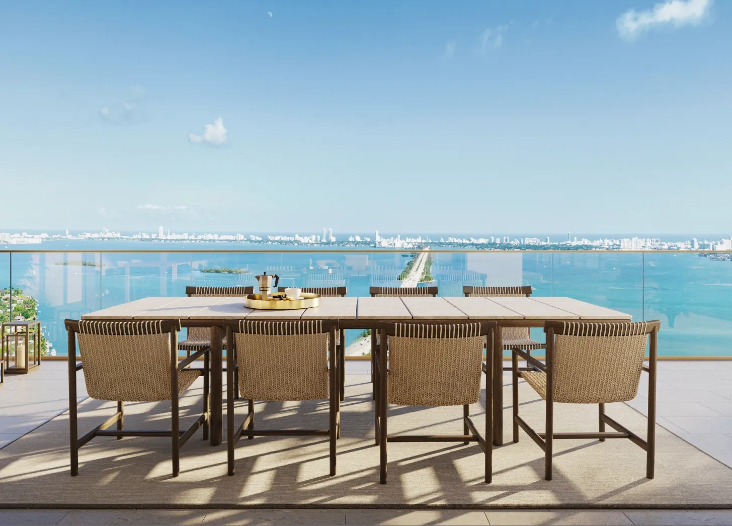 <h3>Limitless Views</h3>
<p>Here, sky melts into sea. Step onto your private terrace for sweeping views of Biscayne Bay.</p>