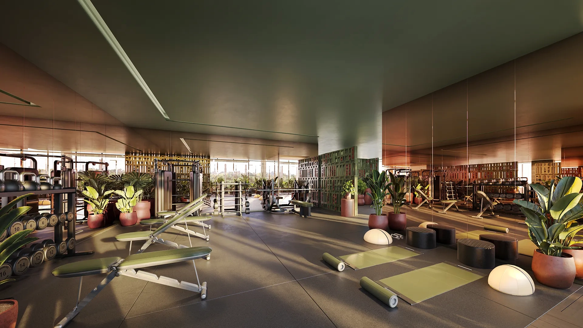 <h3>Fitness Haven</h3>
<p>With modern equipment, this elevated space offers workouts with sweeping views so residents stay connected to nature and the skyline as they exercise.</p>