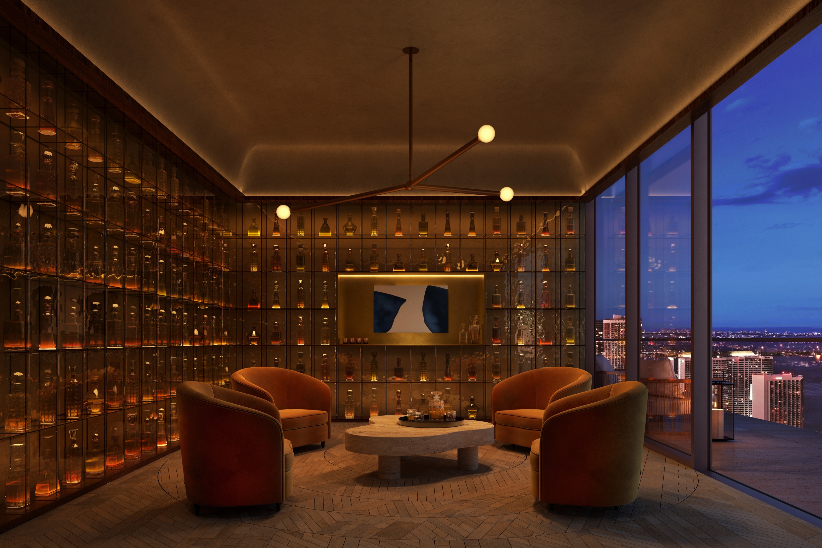 Modern spirits tasting room for cognac degustation