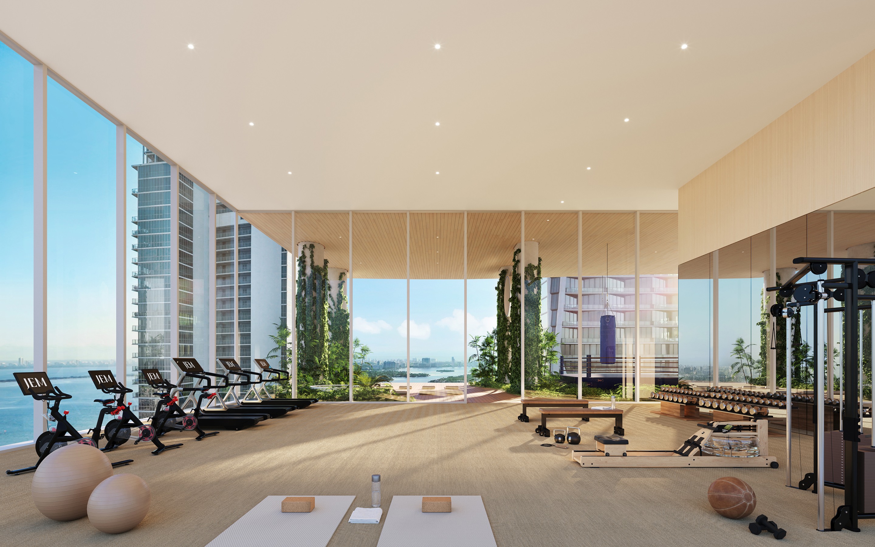 State of the art Fitness Center with views of the Biscayne Bay