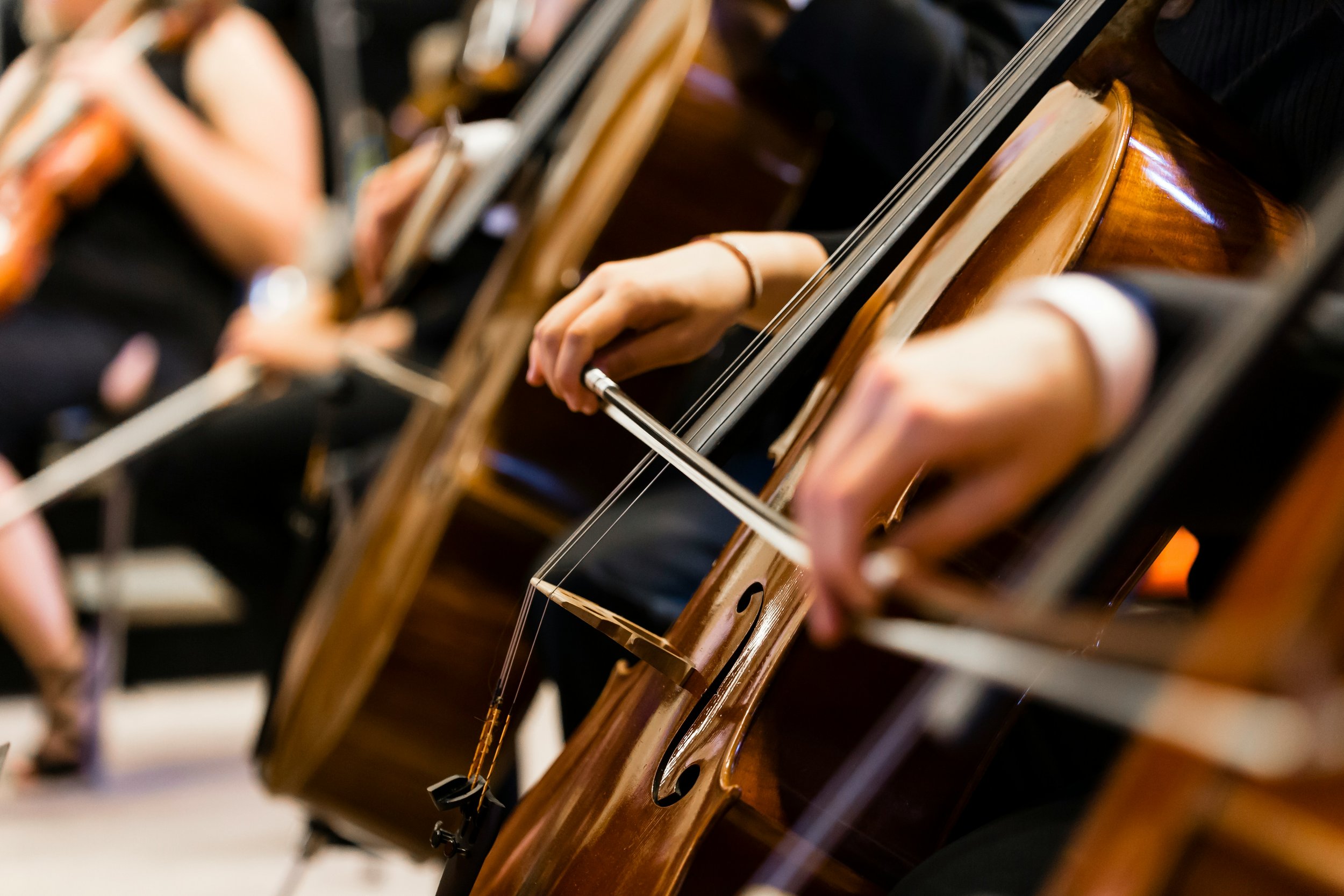 Miami orchestra members playing the cello