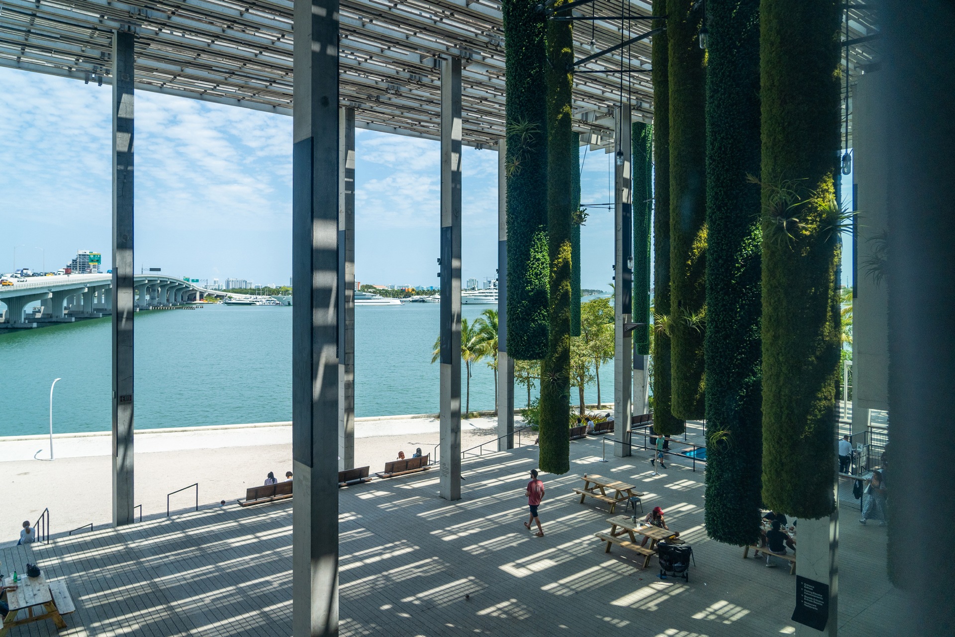 Outdoor picnic space with Atlantic ocean and Miami city view