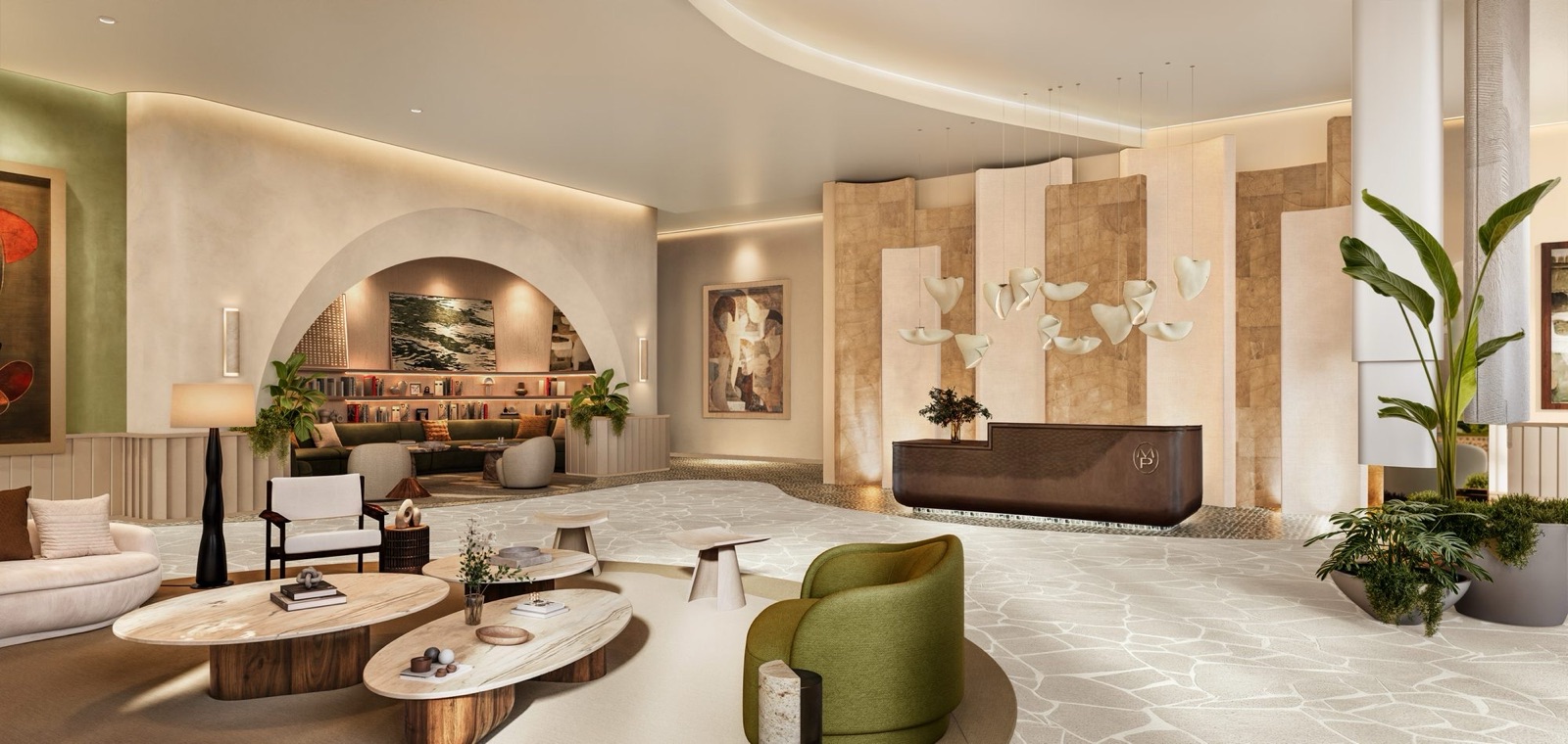 Sculptural concierge desk