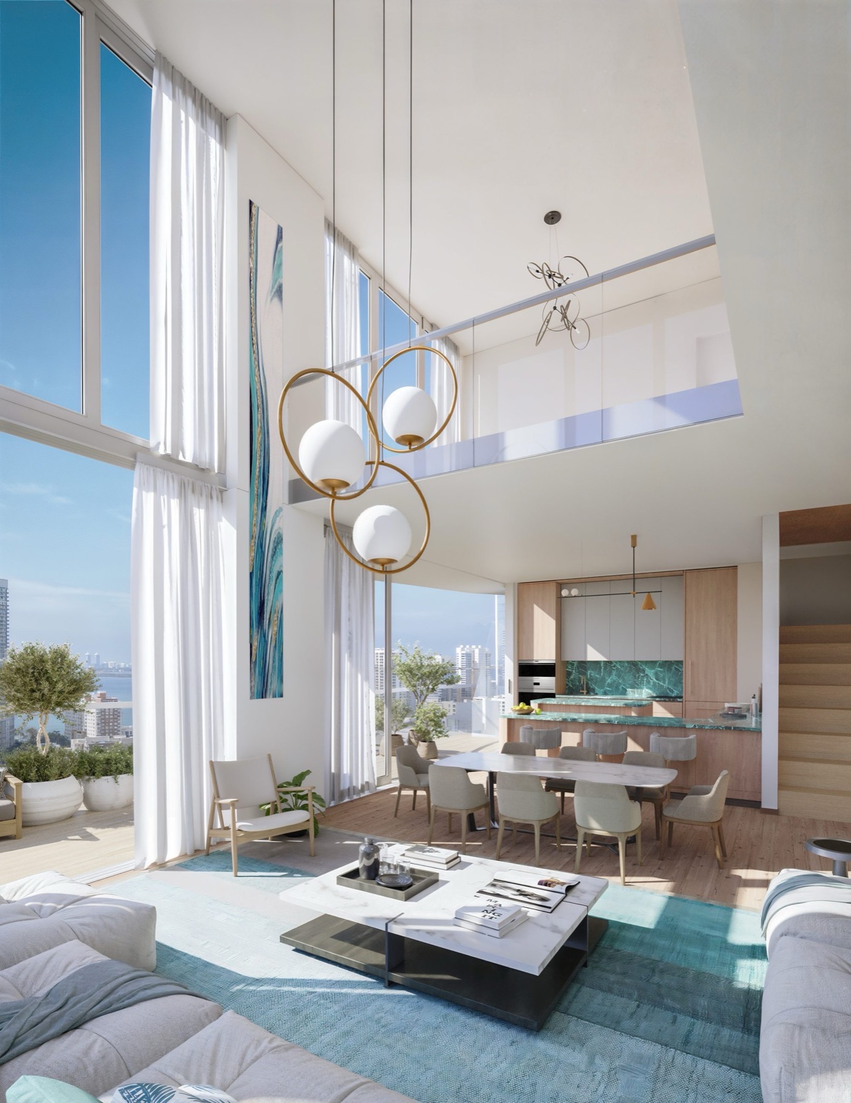 Double-height penthouse living