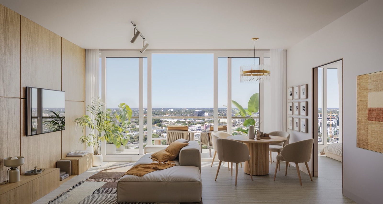 Residence living room with city views