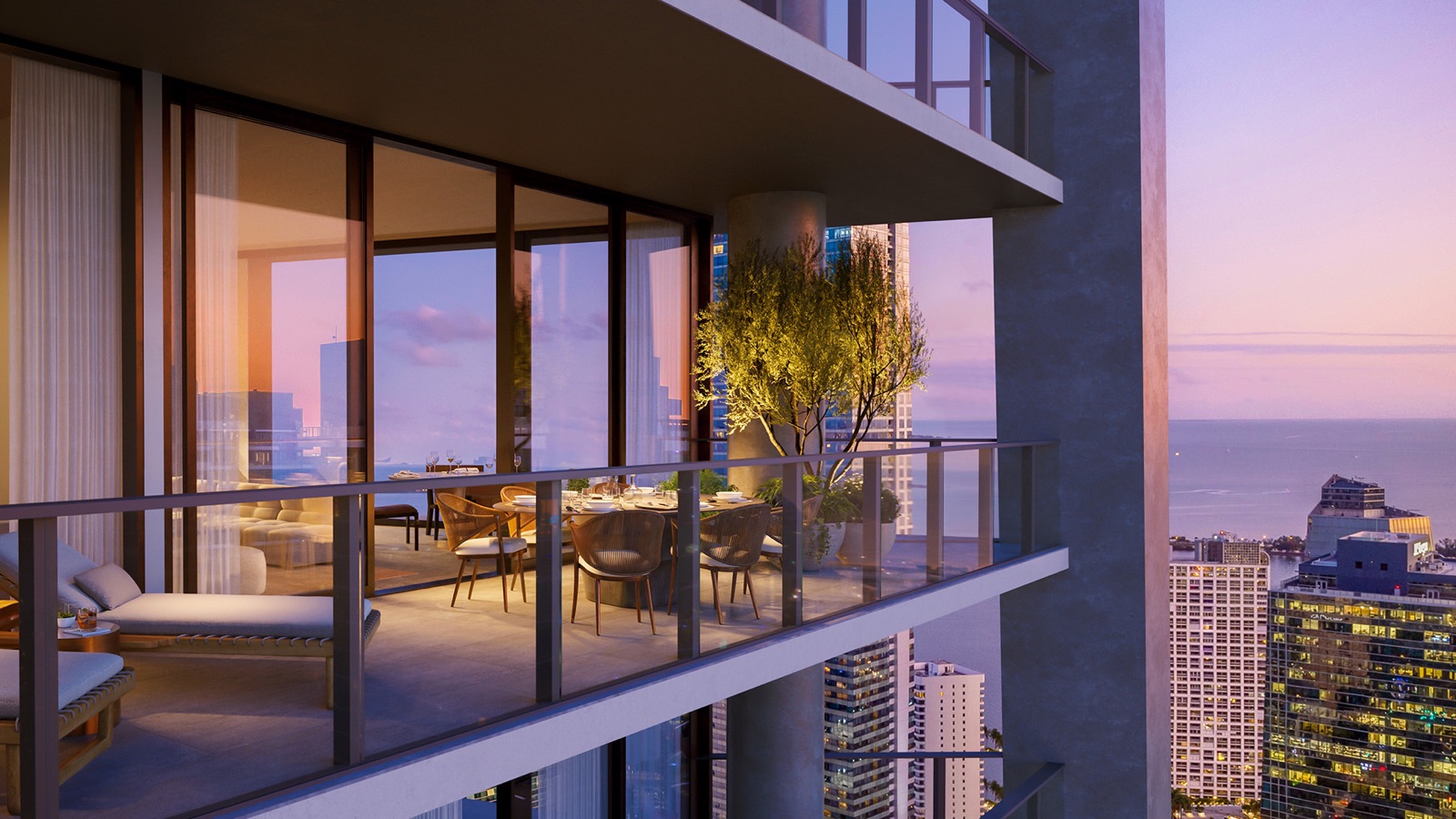 Generous terraces with sleek glass railings
